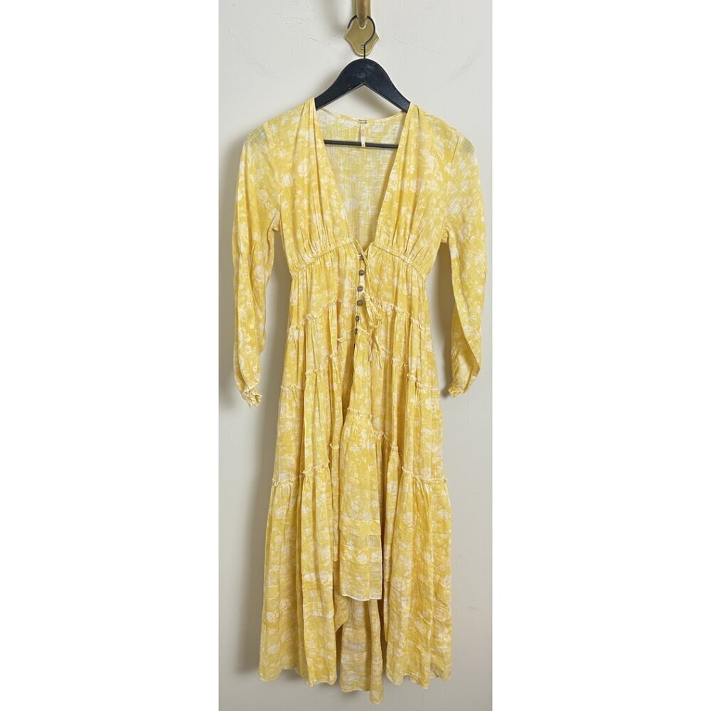 FREE PEOPLE Pappiet Midi Dress in Sunshine Combo Size X-Small - Picture 5 of 12